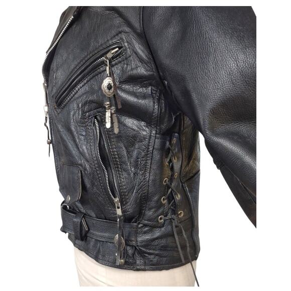 USA BIKERS Vintage Black Leather Moto Jacket Size 40 Thinsulate Removable Vest - Picture 9 of 14